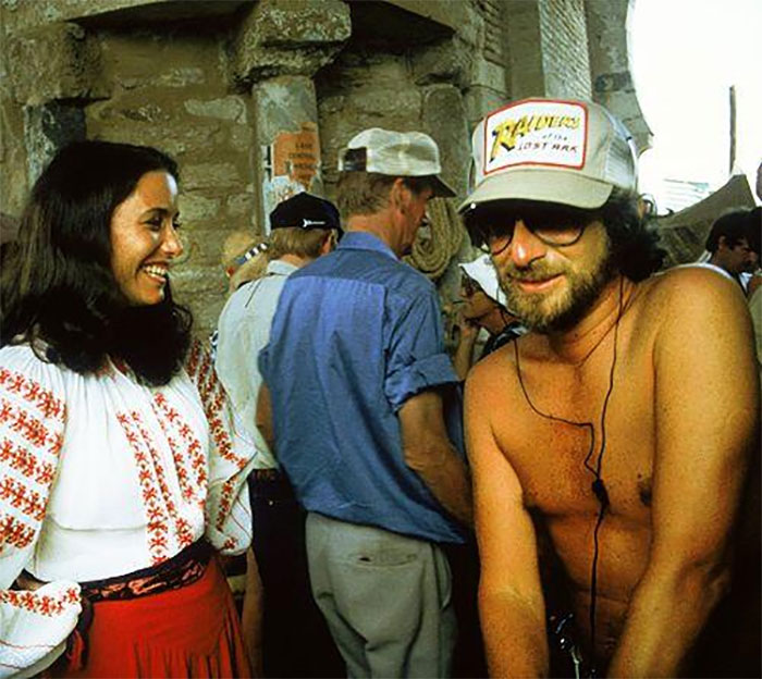 Karen Allen And Steven Spielberg On The Set Of 'Raiders Of The Lost Ark'
