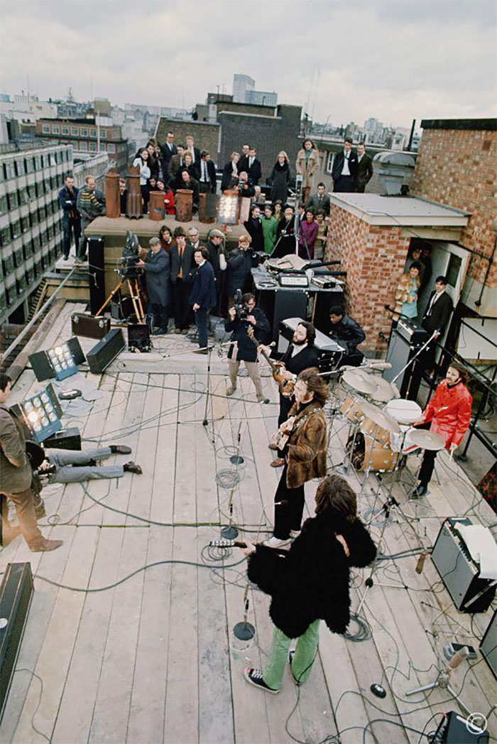 Beatles Performing On The Roof Of Apple Records, 1969. Final Public Appearance