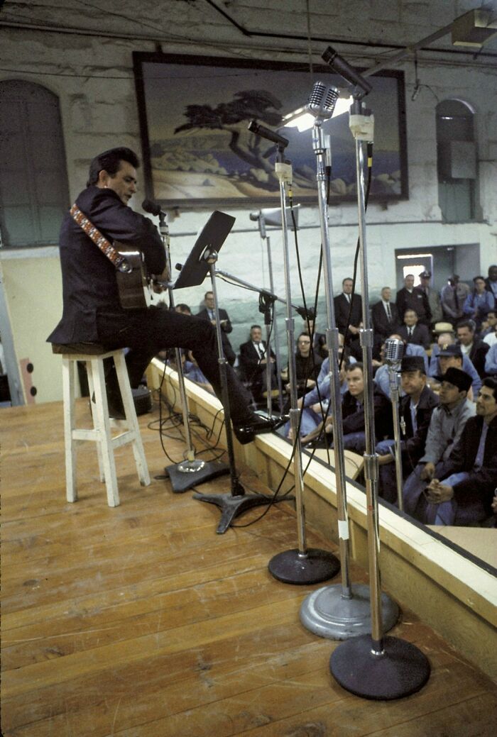 Johnny Cash Performing For Prisoners At Folsom Prison. January 13, 1968