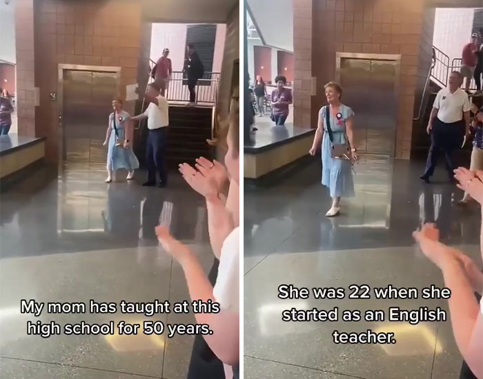 Students Line Up In Appreciation For 72-Year-Old Teacher Retiring After 50 Years At School