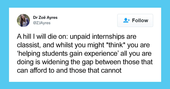 “A Hill I Will Die On”: Twitter User Speaks Out Against Unpaid Internships For Students, Sparks A Discussion Online