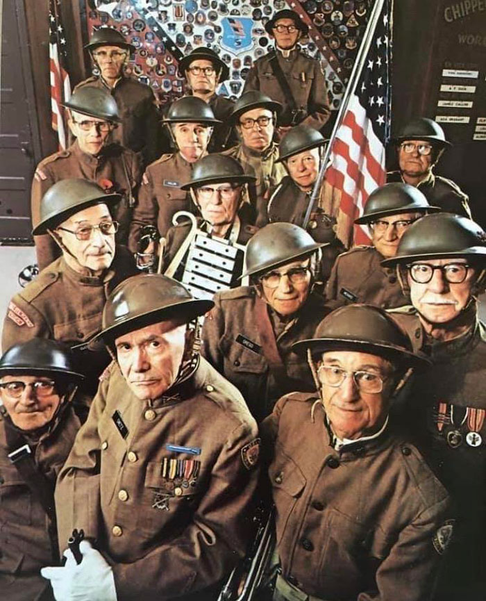 Veteranos estadounidenses de la Primera Guerra Mundial en una reunión en 1978