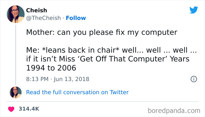 Tweet about fixing mother computer