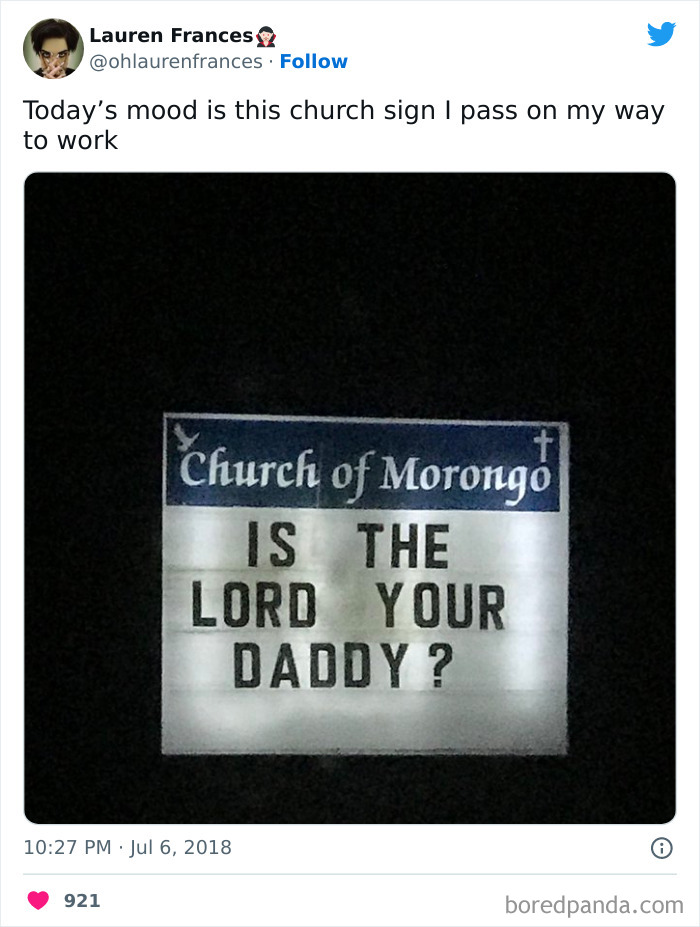 This Sign Said, "The Daddy And The Son And The Holy Spirit"
