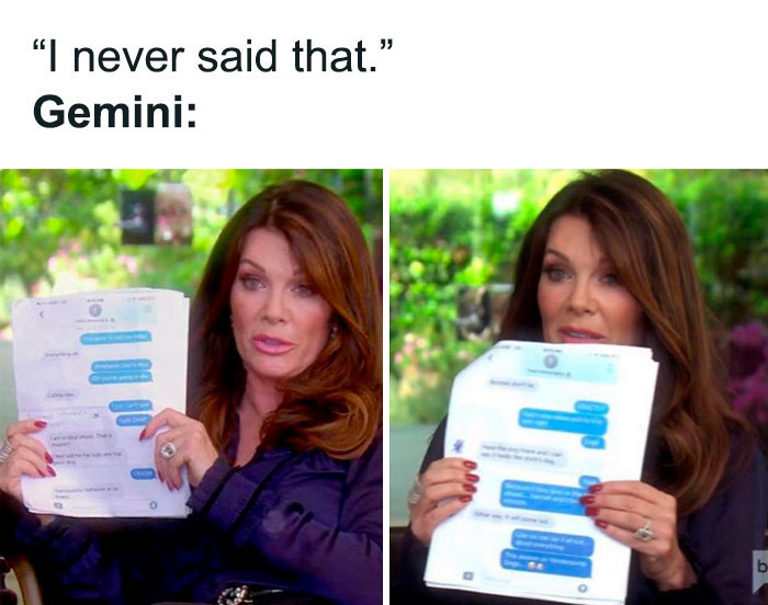 Gemini showing screenshots when someone says 'I never said that' meme