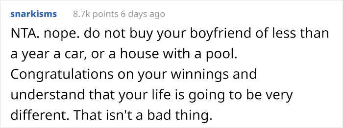 Boyfriend Loses It When Girlfriend Decides To Keep Her Lottery Winnings 'Under A Lock' Until She Gets Professional Financial Advice Boyfriend Loses It When Girlfriend Decides To Keep Her Lottery Winnings 'Under A Lock' Until She Gets Professional Financial Advice