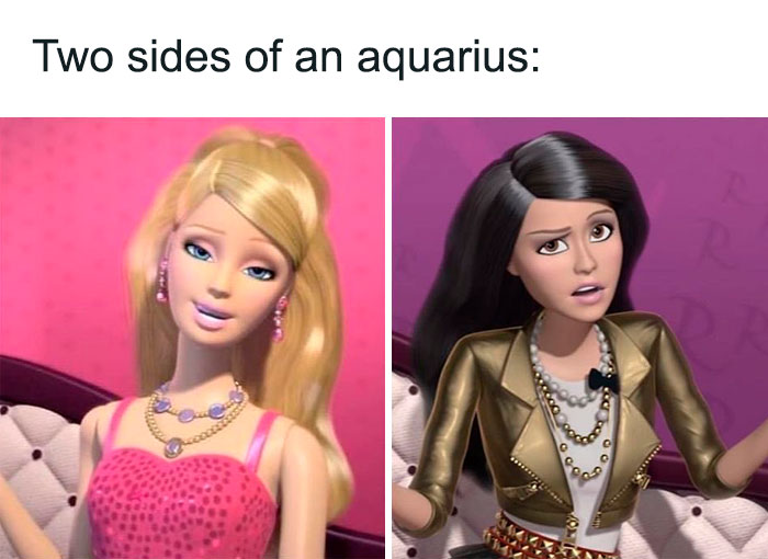 Two sides of an Aquarius meme