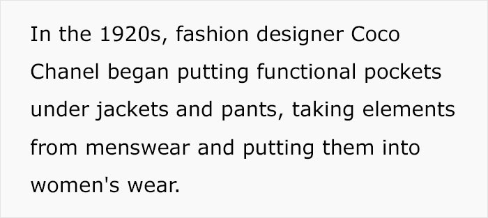 The Truth Behind Why Women’s Clothing Doesn’t Have Pockets, As Shared By This TikTok User The Truth Behind Why Women’s Clothing Doesn’t Have Pockets, As Shared By This TikTok User