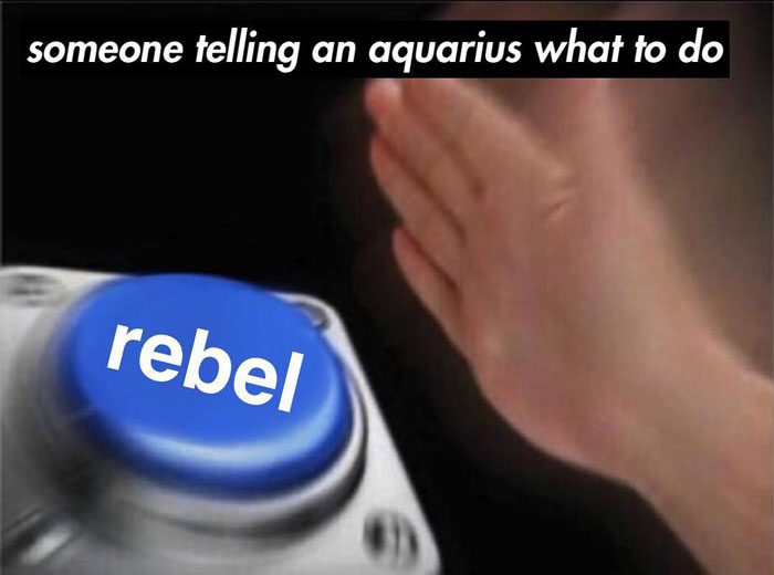 Someone telling an Aquarius what to do meme