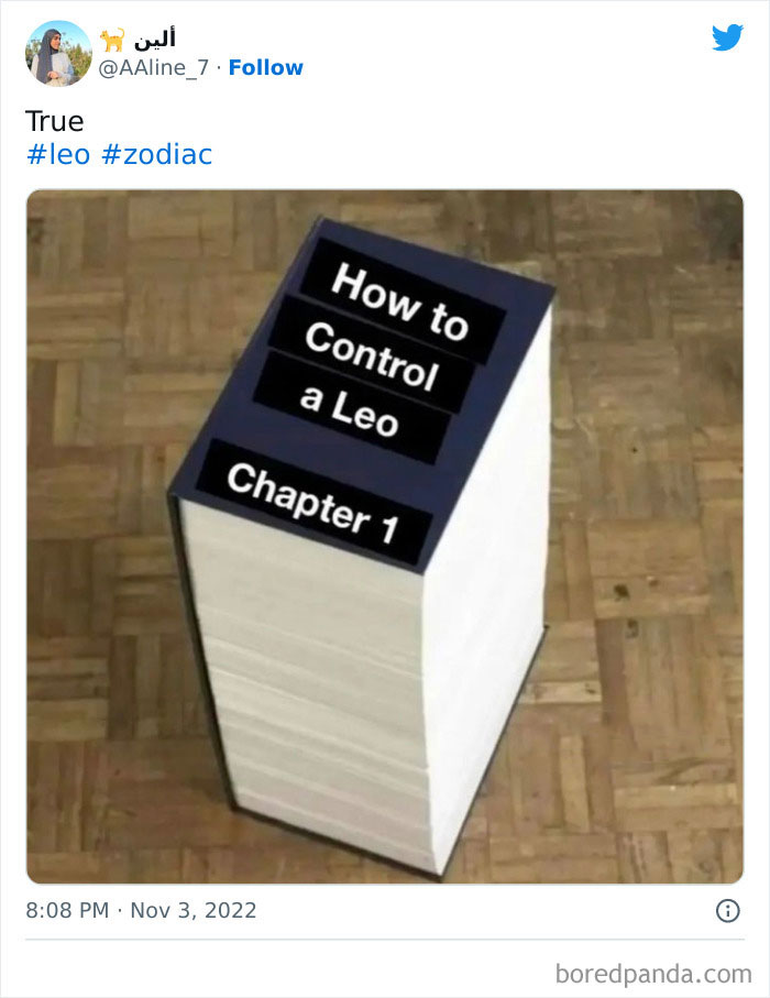 Big book with title 'how to control a Leo' meme