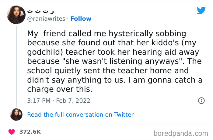 Teacher Taking A Child’s Hearing Aid As Punishment “Cause She Wasn’t Listening Anyway”