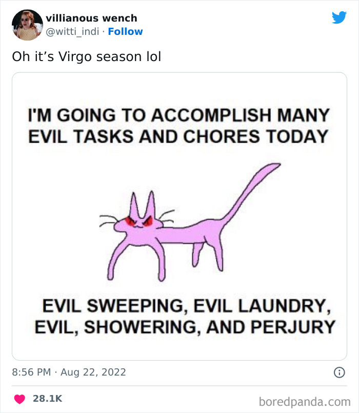 Accomplishing many evil tasks on Virgo season meme