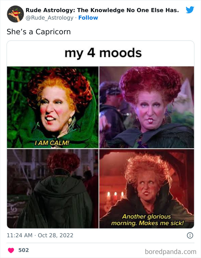 4 mood of Capricorn referencing on Winifred Sanderson from Hocus Pocus (1993)