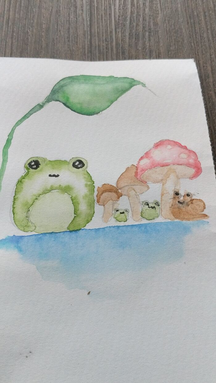 Frog And Mushroom Drawing (Sort Of Reference In Comments)