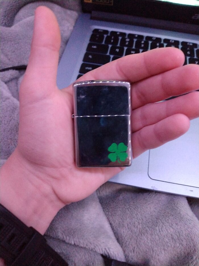 A Zippo Lighter I Got As A Present, The Clover Is For The Day I Was Born