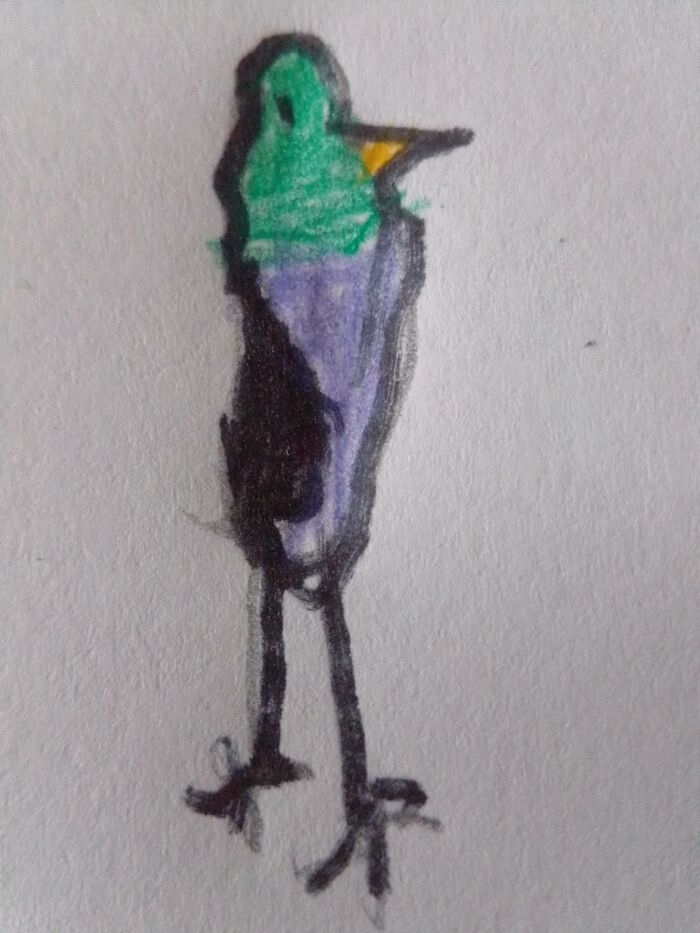My Little Sister Drew A Cute Bird With Her Left Hand (She's Right Handed)