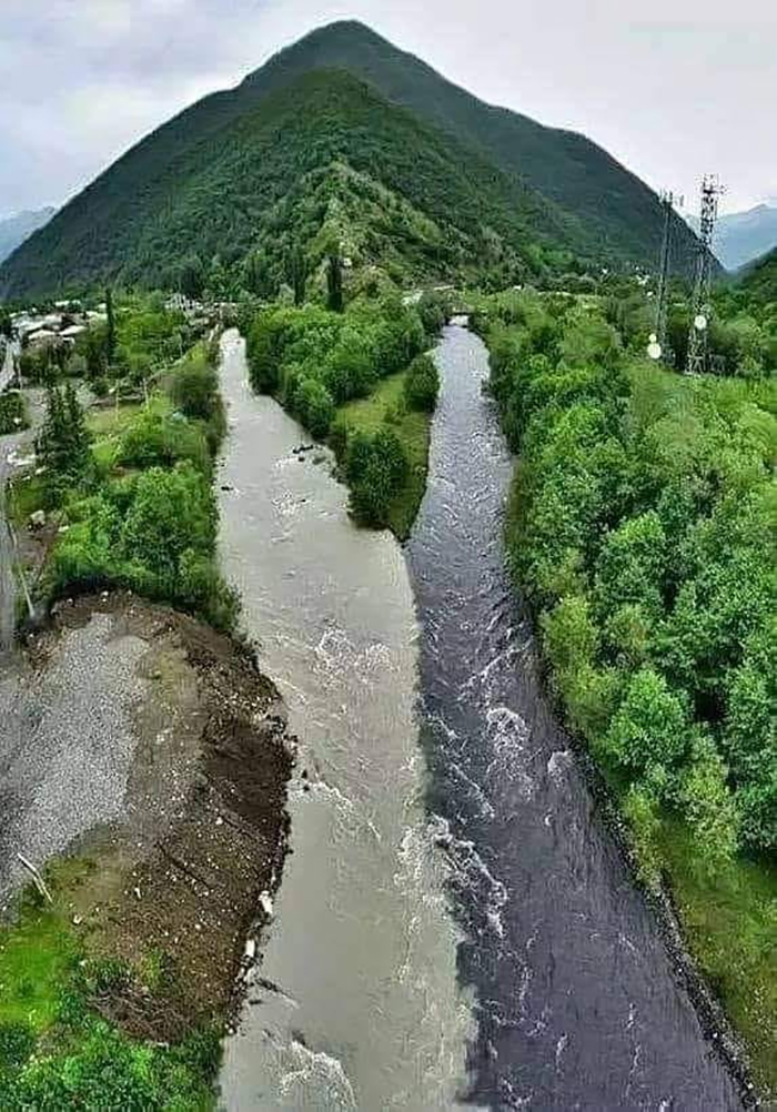 Two Rivers Meet Without Mixing In Georgia