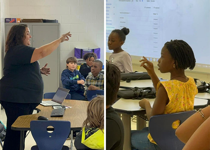 Teacher Notices Students Struggling To Communicate With Deaf Cafeteria Worker, Decides To Teach Them Sign Language