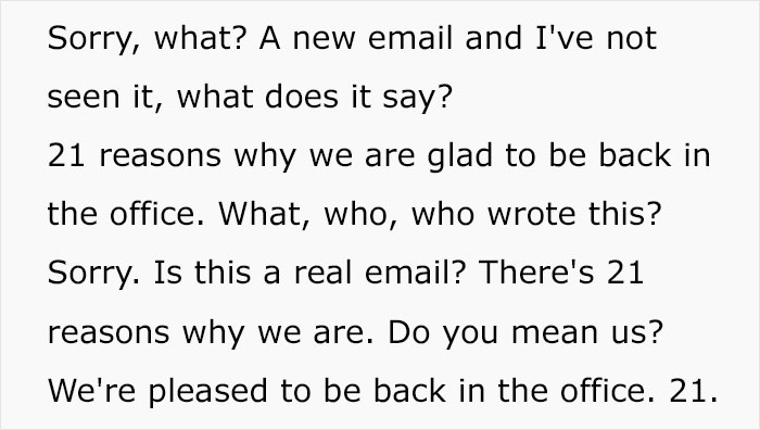 TikToker Gets Corporate Back-To-Office List Welcoming Employees Back, And It's So Out Of Touch, It's Insane TikToker Gets Corporate Back-To-Office List Welcoming Employees Back, And It's So Out Of Touch, It's Insane