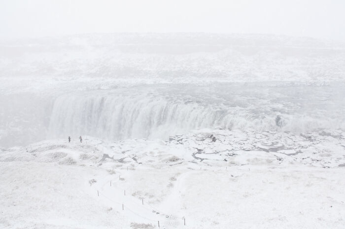 Snowstorm At Dettifoss, The Most Powerful Waterfall In Europe