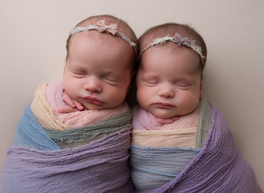 Pastel Swaddled Newborn Girls