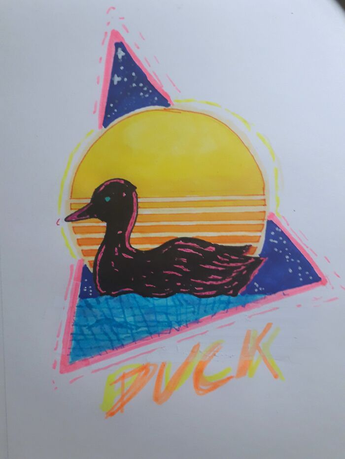 A Synthwave Duck. ( I've Upload It On Another Post But Didnt Draw Since So....)