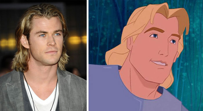 John Smith From Pocahontas and a picture of Chris Hemsworth