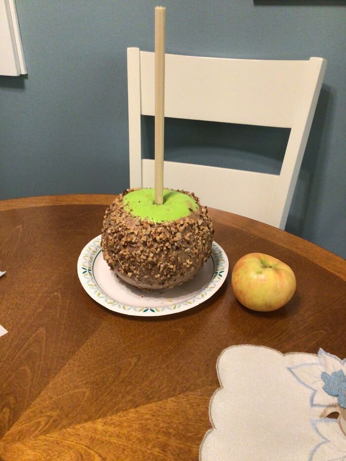 Painted Pumpkin. Everyone Thought It Was The Biggest Caramel Apple They’d Ever Seen. (Apple For Scale.. I Was Out Of Bananas)