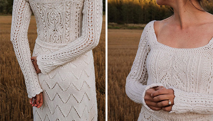 This Bride Finished Knitting Her Wedding Dress 4 Days Before The Wedding, Documented The Entire Process And Shared It Online