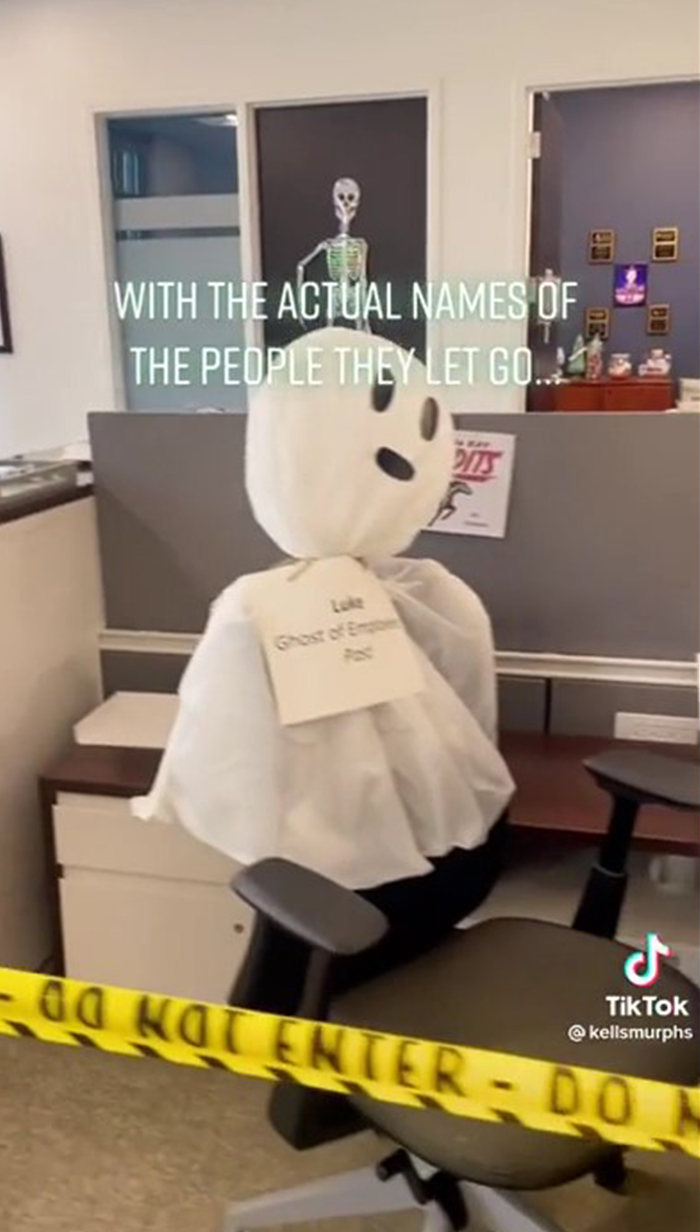 "It's Gonna Take A Lot Of Pizza Parties To Fix This": Company Called Out After Decorating Its Office With “Ghosts” Of Past Employees Who Were Laid Off