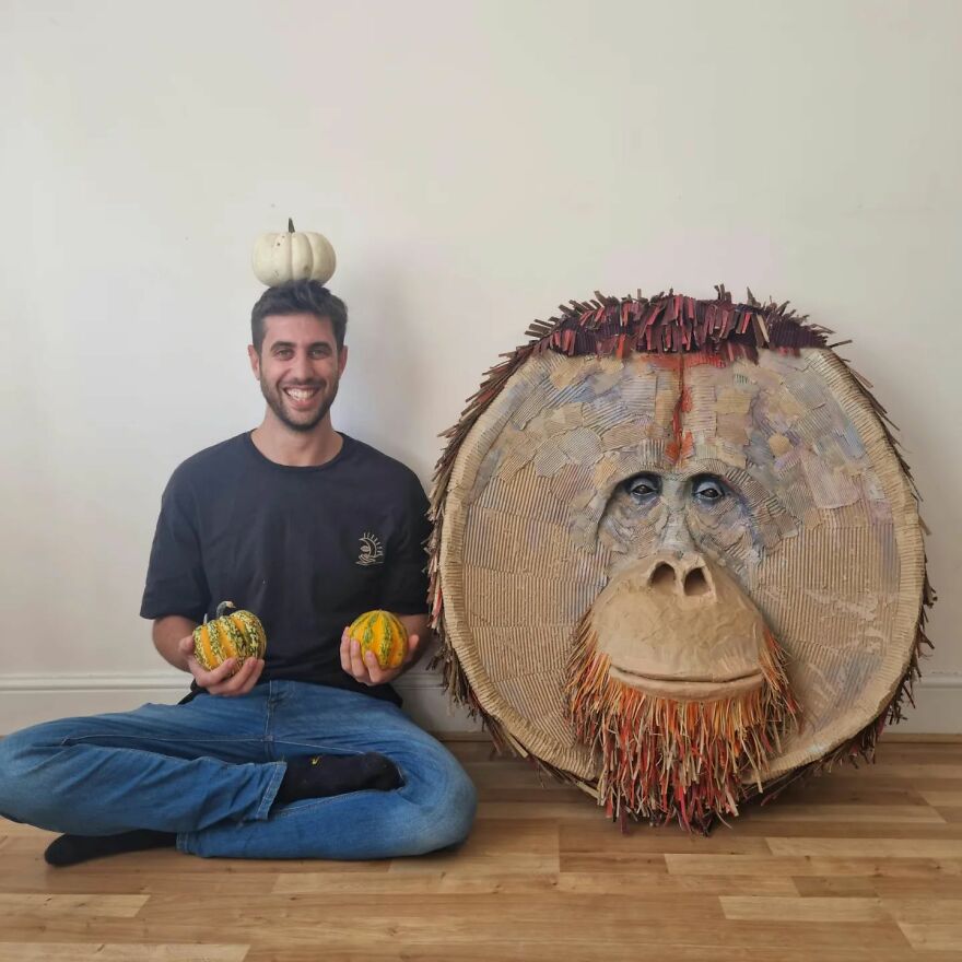 Artist Turns Cardboard And Other Discarded Materials Into Stunning Lifelike Animal Sculptures