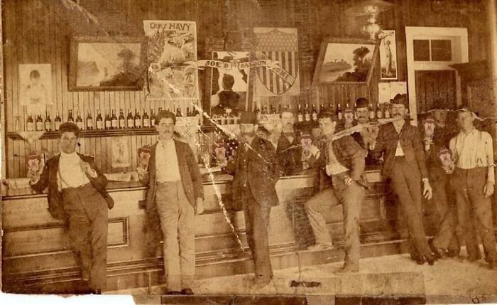 An Old West Saloon With A Tough Looking Clientele