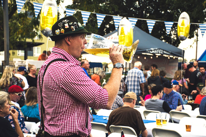 Drink Beer At Oktoberfest In Germany