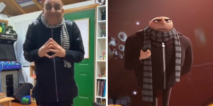 Gru From Despicable Me and similar looking man 