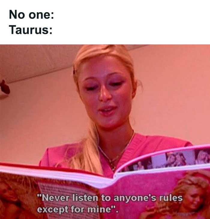Taurus never listening to anyone's rules except their own meme