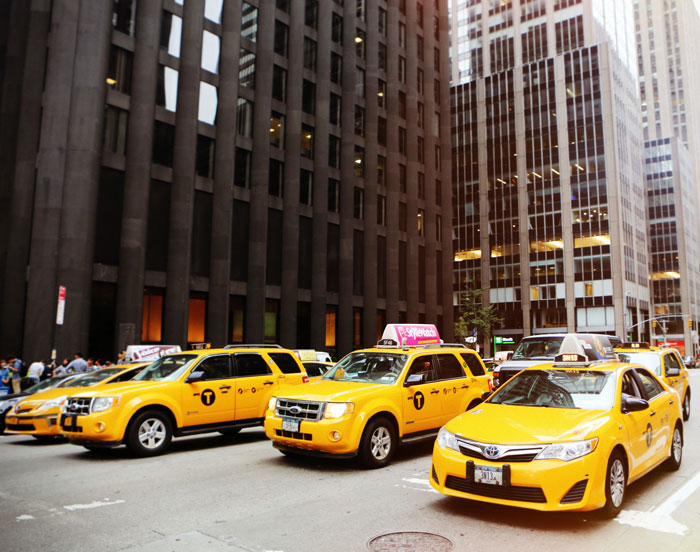Yellow taxi cars on the street