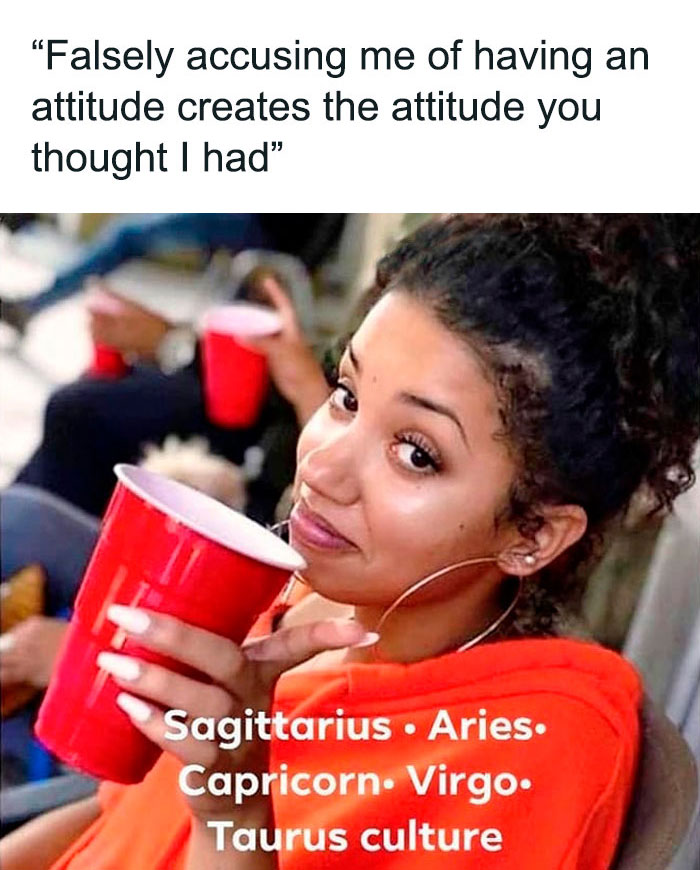 Sagittarius, Aries, Capricorn, Virgo, Taurus culture meme about attitude