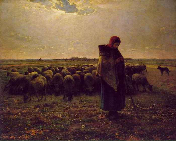 Shepherdess With Her Flock (1864–1865) By Jean-Francois Millet
