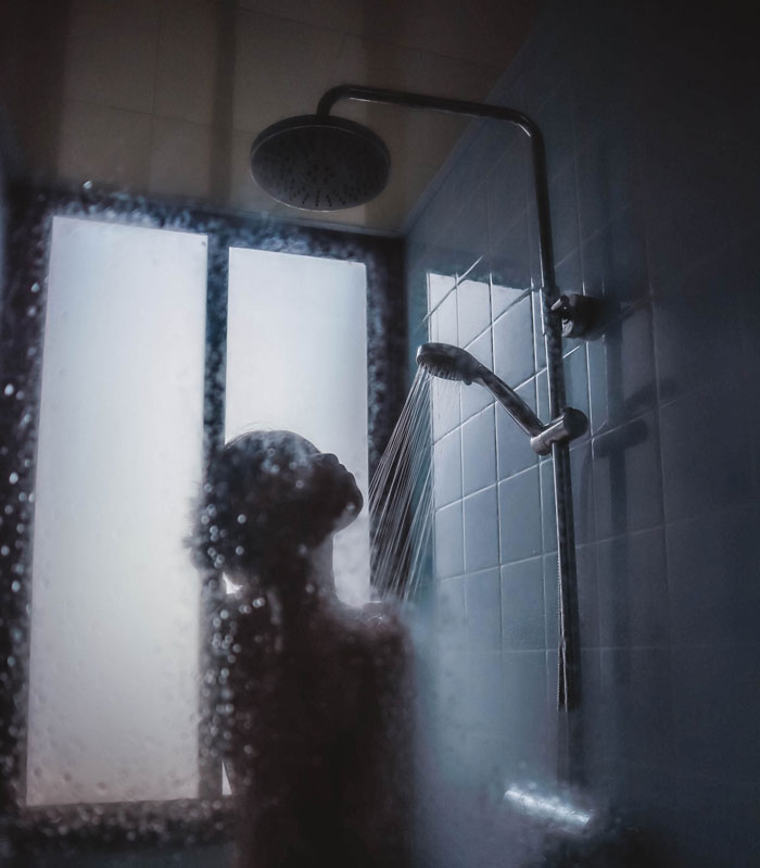 Woman taking a shower