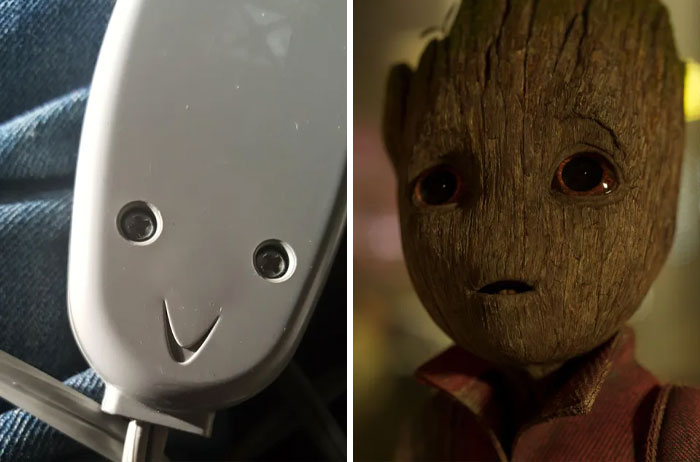 Groot From Guardians Of The Galaxy and a plastic thing looking similar 