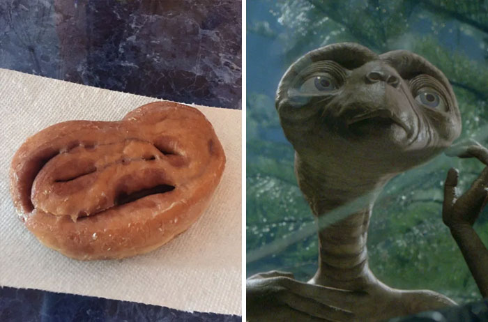 E.T. From The Extra-Terrestrial and the same looking cinnamon roll 