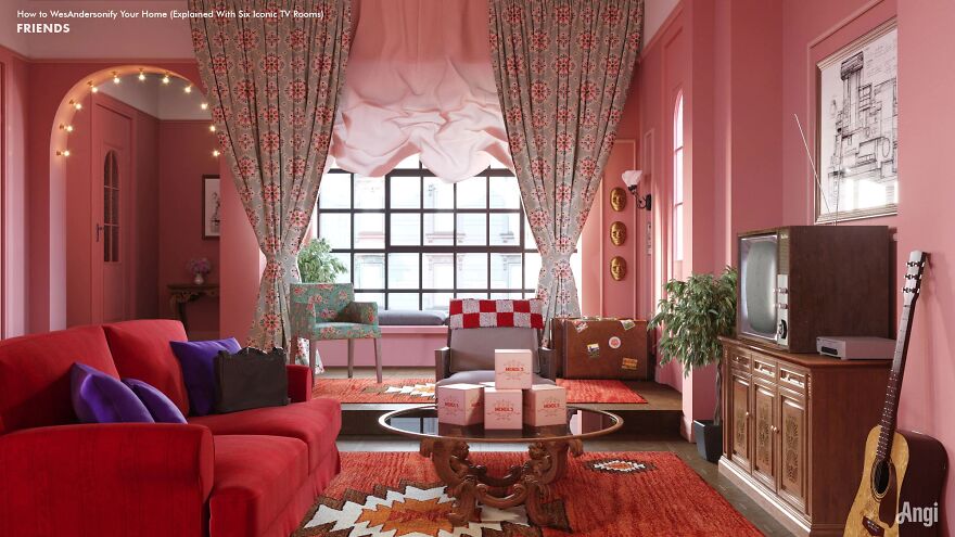 Inspiriert von Wes Anderson-Filmen hat diese Home-Services-Website Zimmer aus 6 beliebten TV-Shows neu gestaltet
