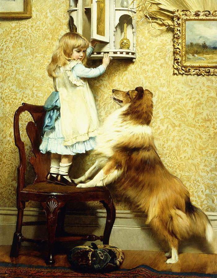 A Little Girl And Her Sheltie (1892) By Charles Burton Barber