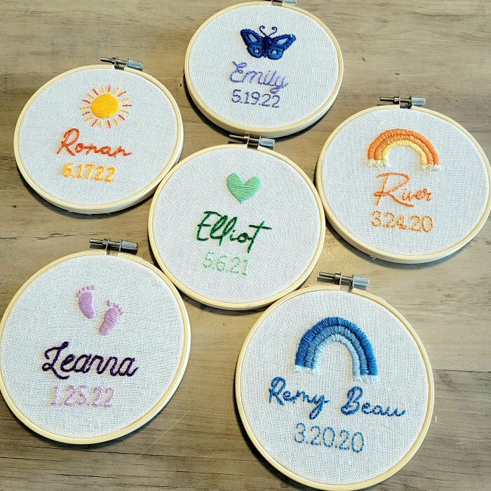 Pregnancy Loss. On May 25th Our Daughter, Sophie, Was Stillborn. As A Way To Cope, I've Started Embroidering Hoops For Other Families Who Have Lost Babies In Her Honor (All Completely Free Of Charge). Here's My First Batch We Well As The Original Hoop That I Made For Her