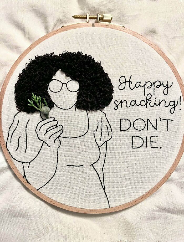 I Stitched Alexis Nikole Nelson, Aka Blackforager, Holding A Tiny Juniper Sprig. Happy Snacking, Don’t Die!