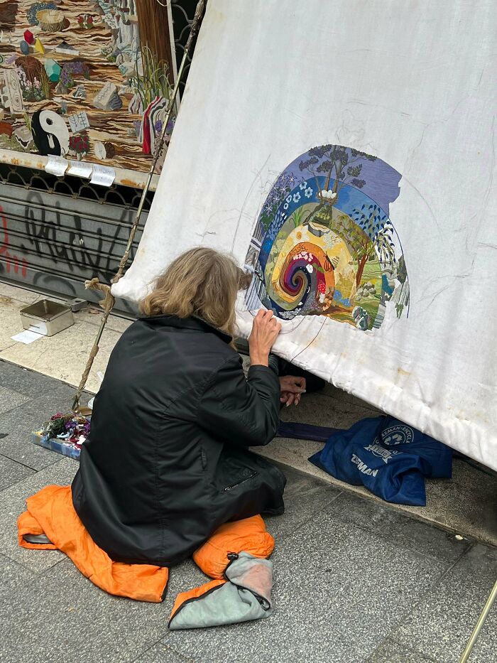 Witnessed This Lady Working On Some Amazing Embroidery In Bilbao - Spain
