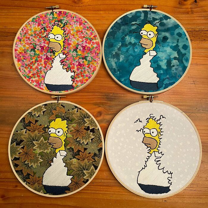 The Four Seasons Of Homer Disappearing Into A Bush. What Do You Think- Are The Fabric Choices Ok?