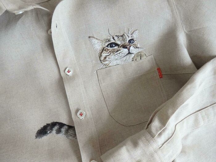 Whats The Best Quality Embroidery You’ve Ever Seen? This Cat Embroidery Is By Hiroko Kubota And The Attention To Detail Is Amazing