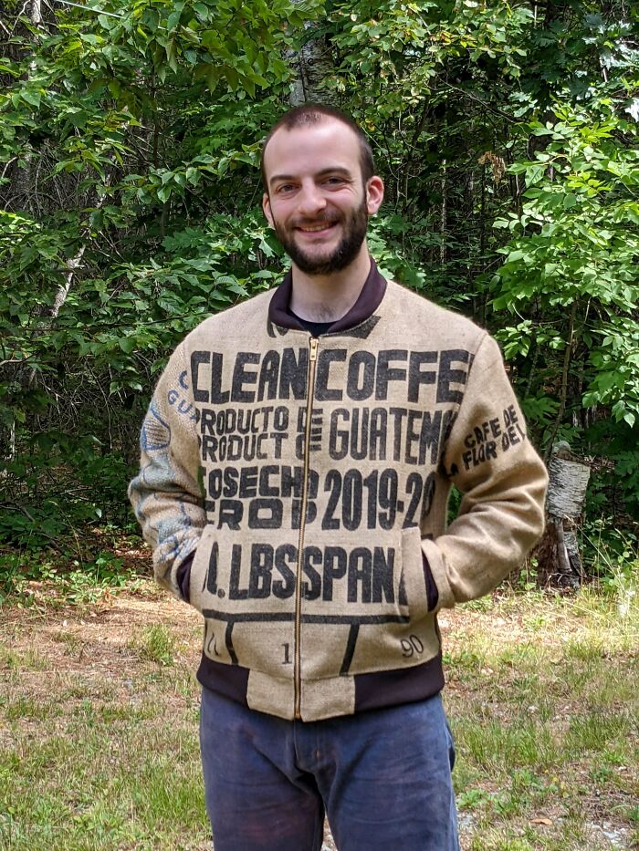 The Best Smelling Jacket! I Made A Bomber Jacket Out Of Coffee Bean Sacks