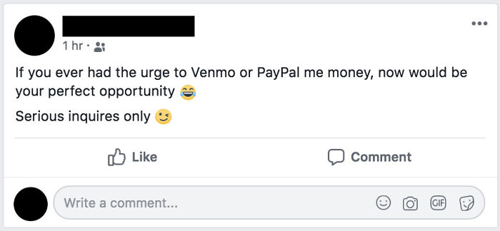 This Isn't The First Time I've Seen Someone Casually Soliciting Venmo/Paypal Payments. Is This A Trend I Don't Know About?